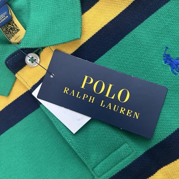 Polo Ralph Lauren Shirt Toddler Boy 5 Green MultiStriped Cotton Logo Polo Preppy - Picture 6 of 11